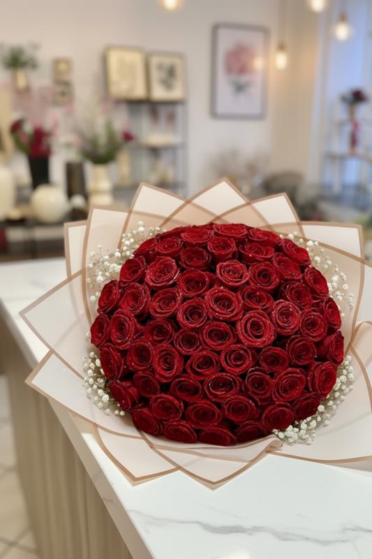 20 - 50 Glitzer Rosen Rot