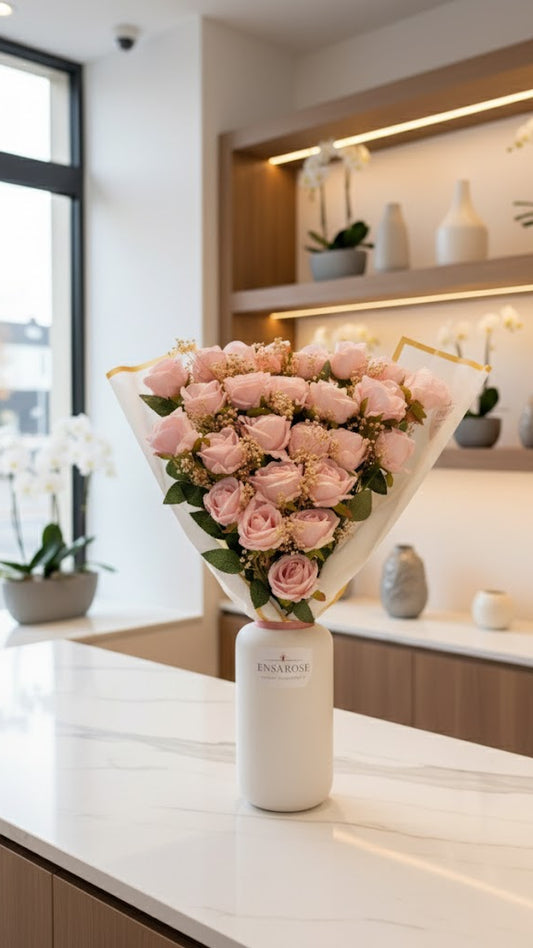 25 Luxury Kunstrosen Strauß Pink