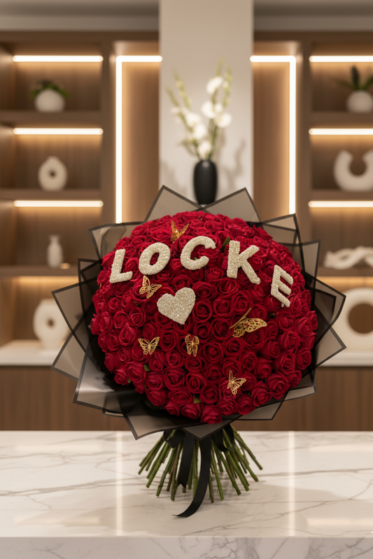 100 Samtrosen mit Ihrem personalisierten Namen