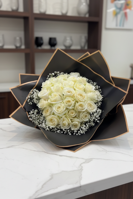 Luxury weiẞe Rosen 30 mit Glitzer