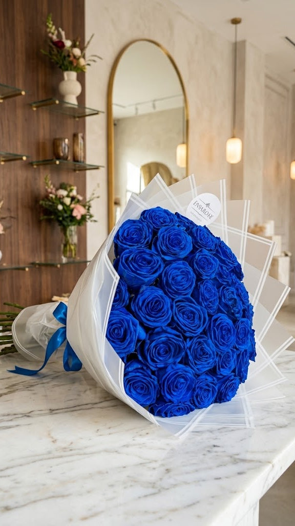 Luxury Blaue Rosen mit Edler Verpackung