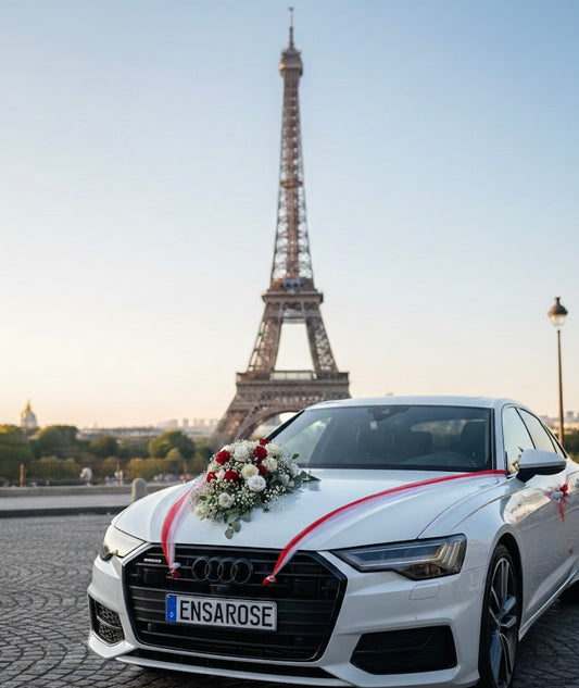 Autodekoration Rosen Rot Weiß