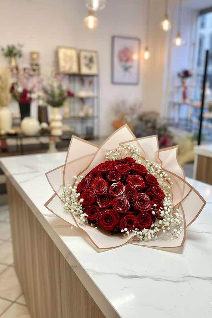20 - 50 Glitzer Rosen Rot