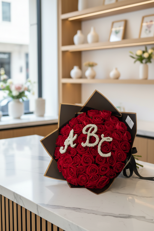 50 Künstliche Samt Rosen Rot (Personalisiert)