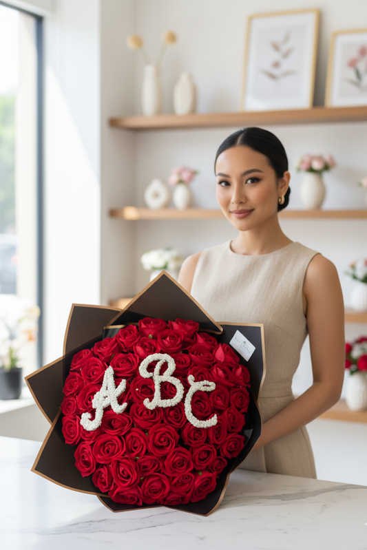 50 Künstliche Samt Rosen Rot (Personalisiert)