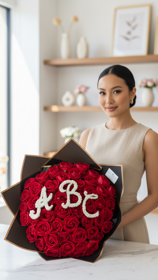 50 Künstliche Samt Rosen Rot (Personalisiert)
