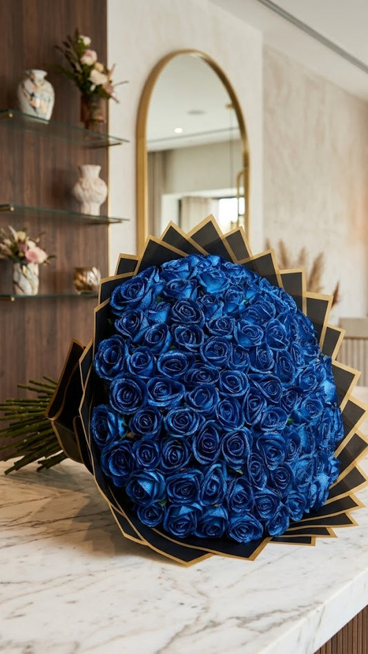 30 - 50  Künstliche Samtrosen Blau