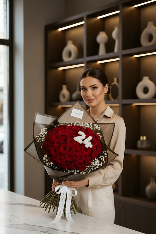 50 Rosen mit Wunschzahl