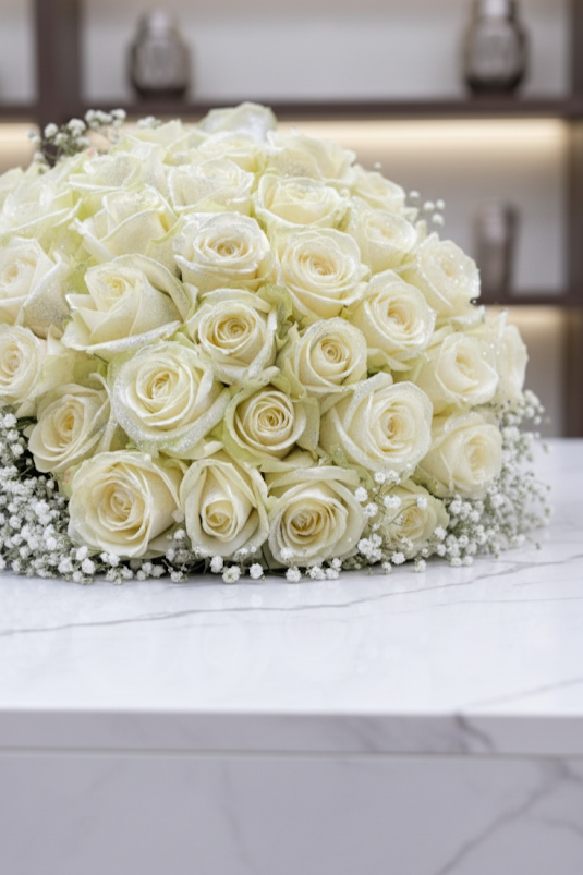 Luxury weiẞe Rosen 30 mit Glitzer