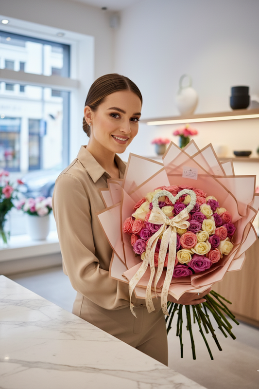 Farbenfrohe Rosen 60ger mit extras