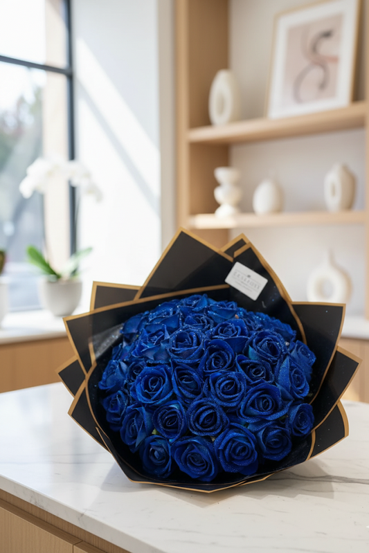 30 - 50  Künstliche Samtrosen Blau