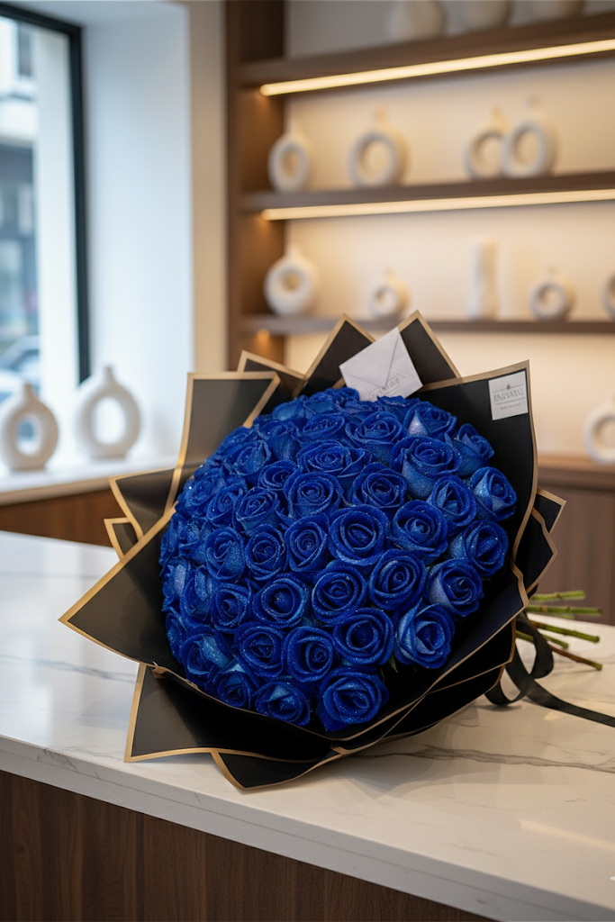 30 - 50  Künstliche Samtrosen Blau