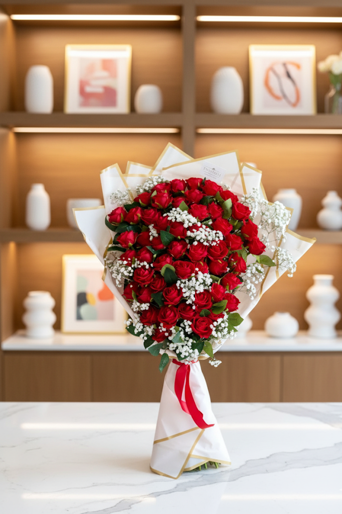 50 Luxury Kunstrosen Strauß