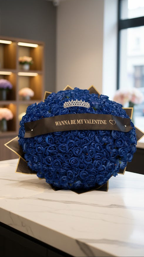 300 Samtrosen Valentine Luxury Rosenstrauß Blau
