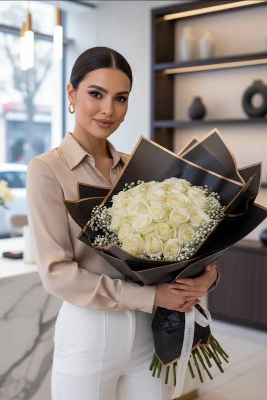 Luxury weiẞe Rosen 30 mit Glitzer