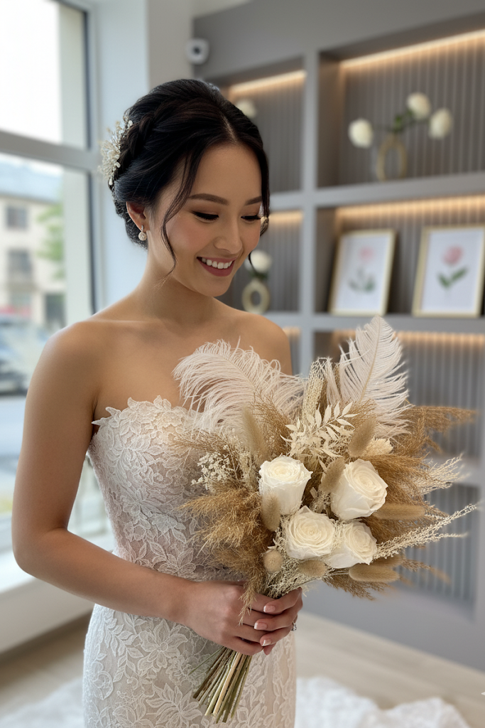 Brautstrauß Beige Weiss II