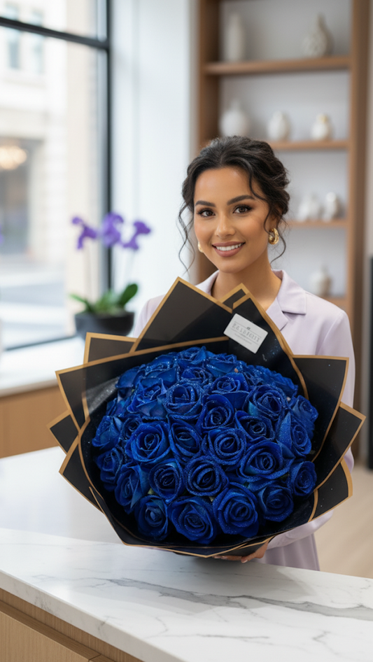 30 - 50 Künstliche Samtrosen Blau