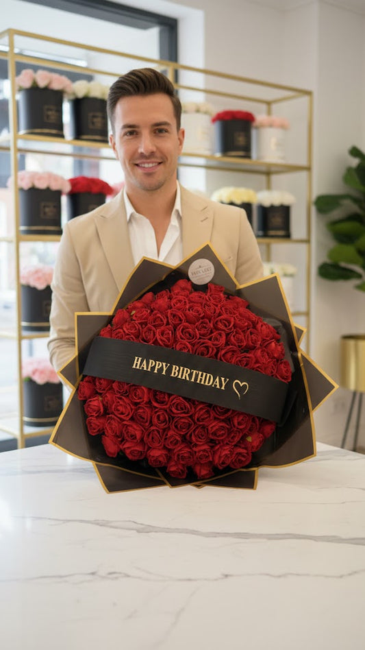 60 Samtrosen mit Happy Birthday