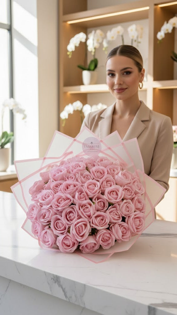 30 Künstliche Samtrosen Pink