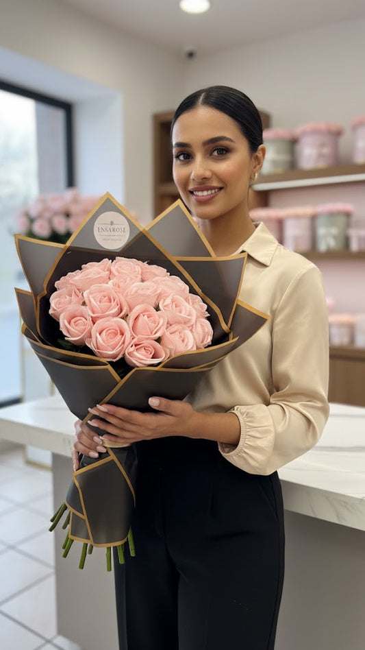 20 Samt Rosen Strauss Pink