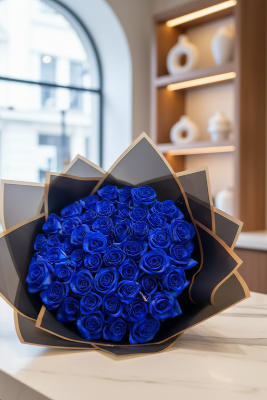 Luxury Blaue Rosen mit Edler Verpackung