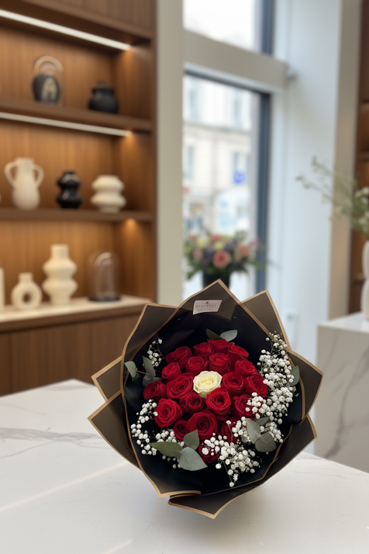 20 Rot 1 weiss Luxurystrauß