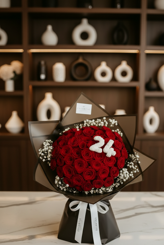 50 Rosen mit Wunschzahl