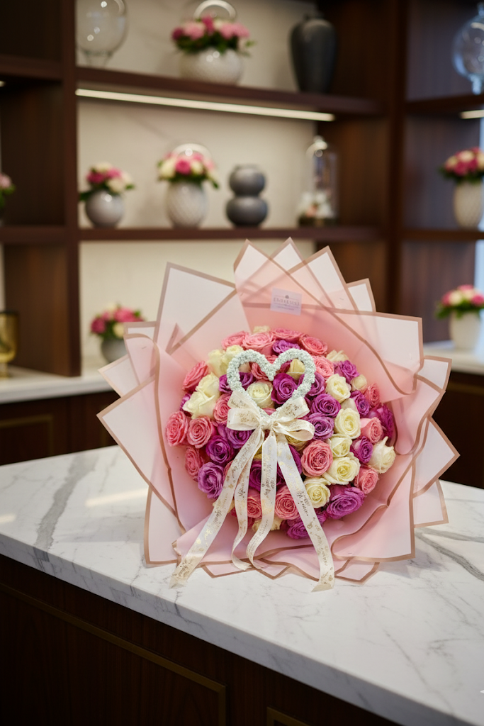 Farbenfrohe Rosen 60ger mit extras