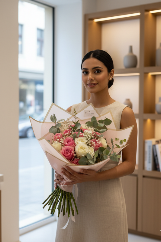 Rosa Weiss Eukalyptus